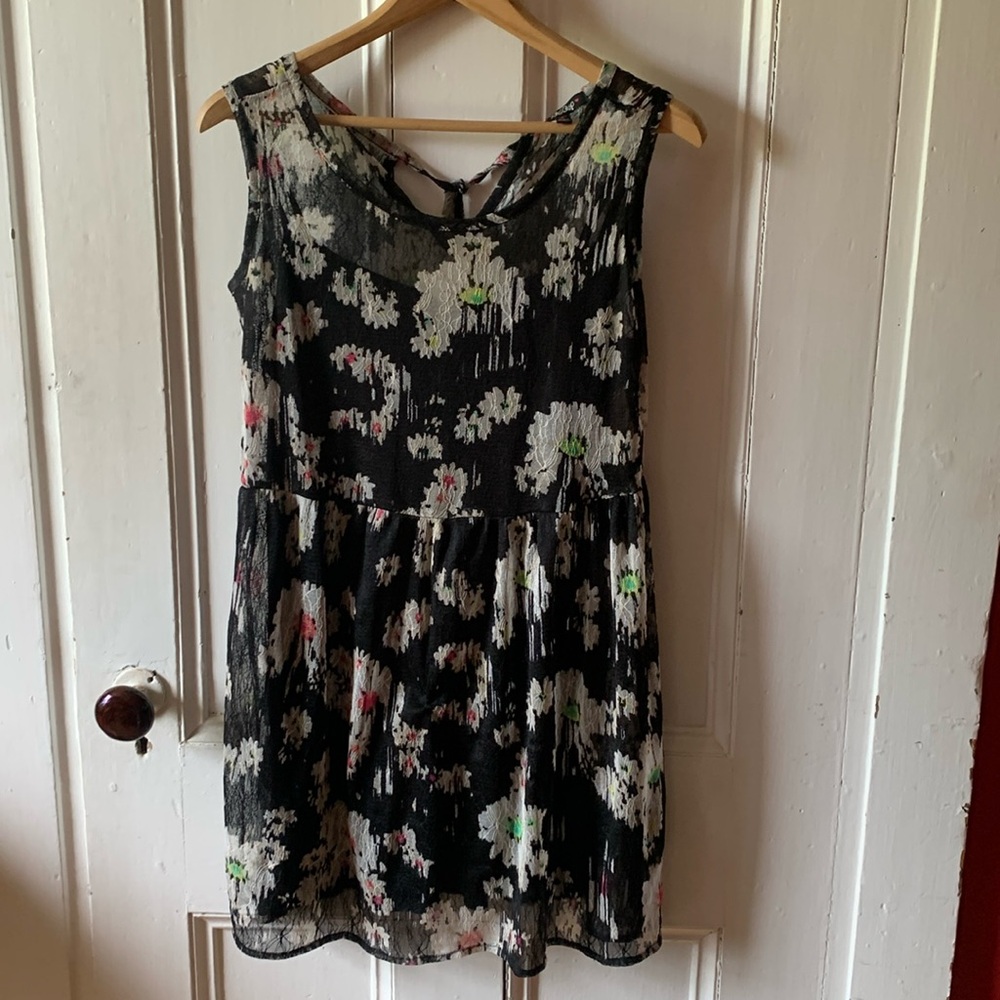 Women’s Be Bop sheer black floral dress, size M